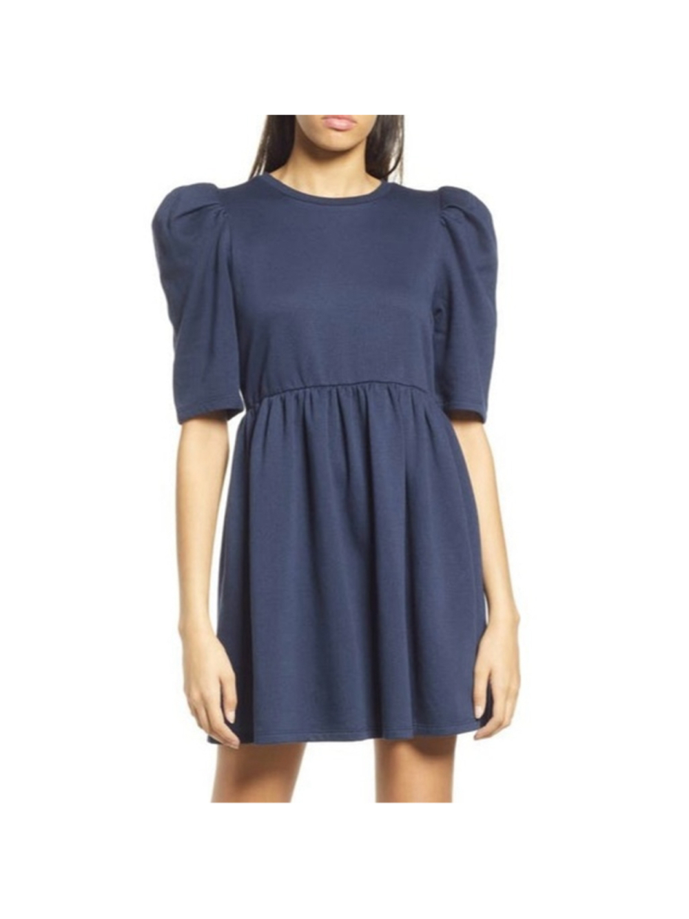 Treasure & Bond Navy Puff Sleeve Casual Dress XXS